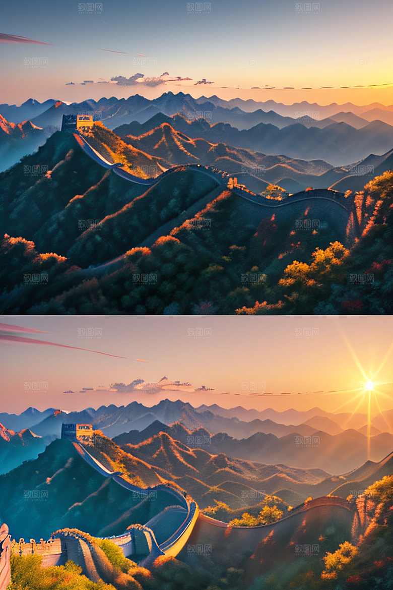壮丽长城宏伟壮观的美景