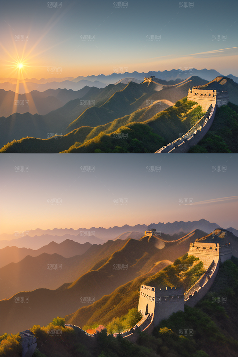 壮丽长城宏伟壮观的美景