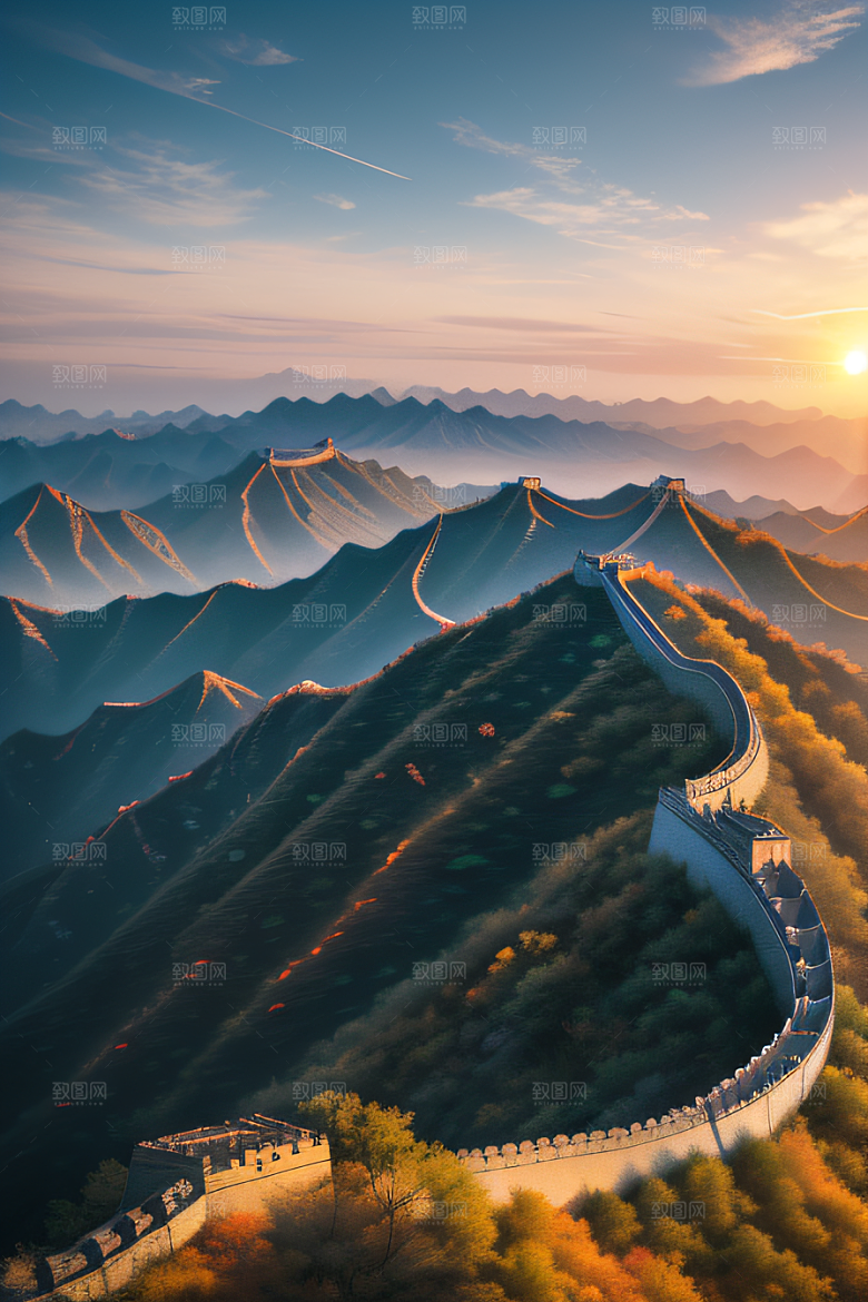 壮丽长城宏伟壮观的美景