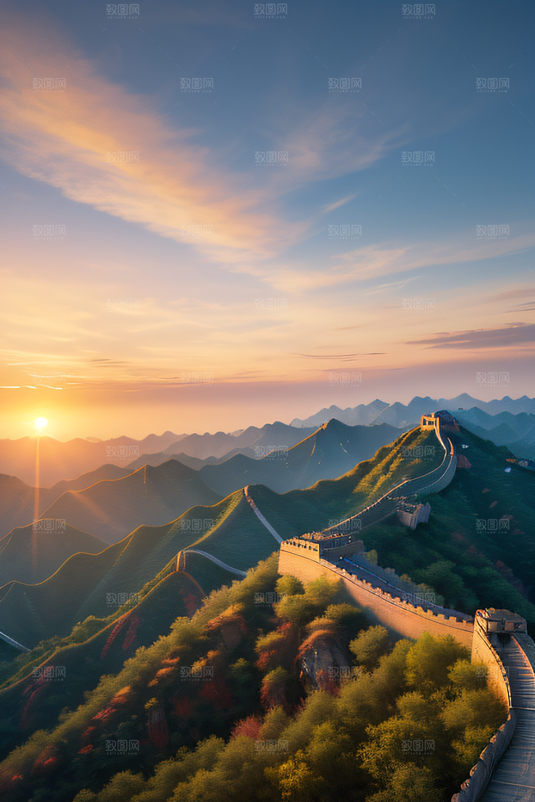 壮丽长城宏伟壮观的美景