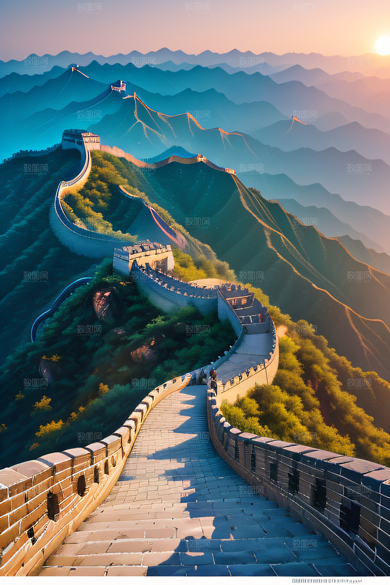 壮丽长城宏伟壮观的美景