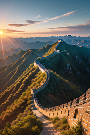 壮丽长城宏伟壮观的美景