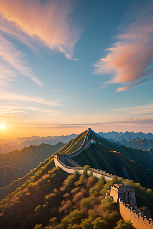 壮丽长城宏伟壮观的美景