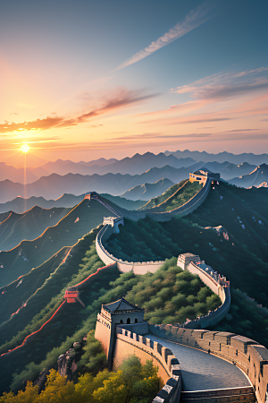 伟大长城壮丽的早晨