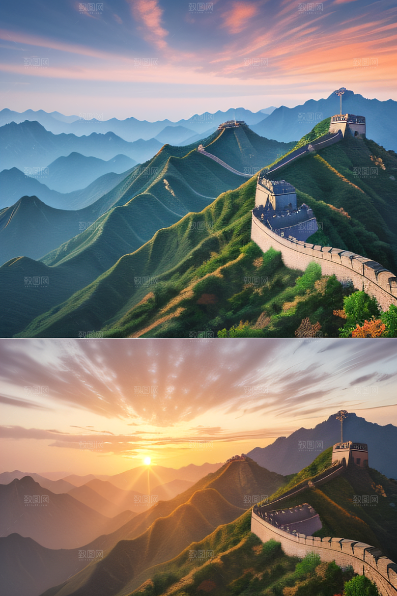 伟大长城壮丽的早晨