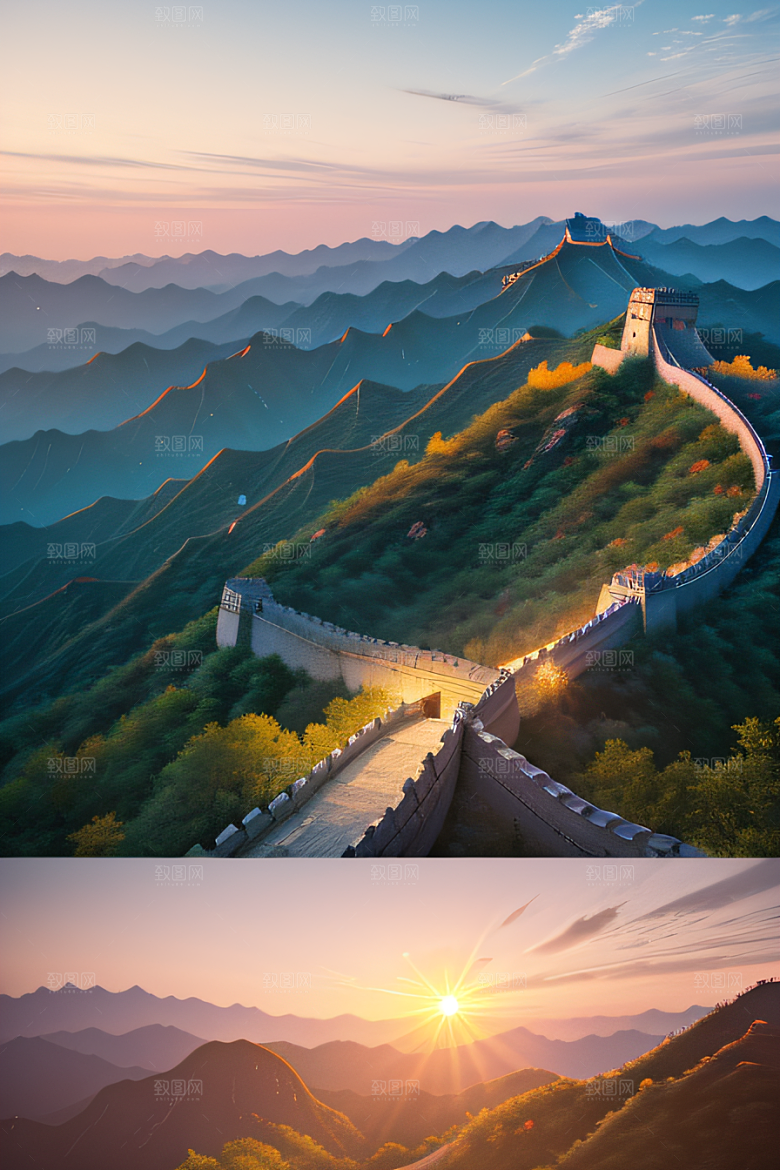 伟大长城壮丽的早晨