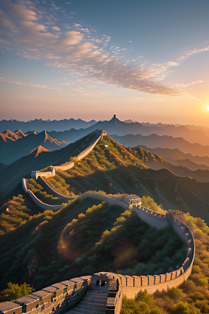伟大长城壮丽的早晨