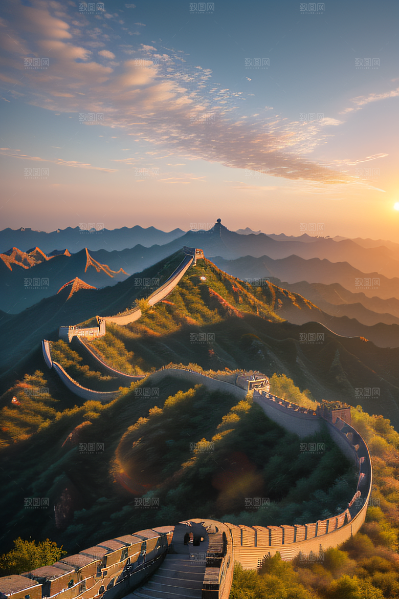 伟大长城壮丽的早晨