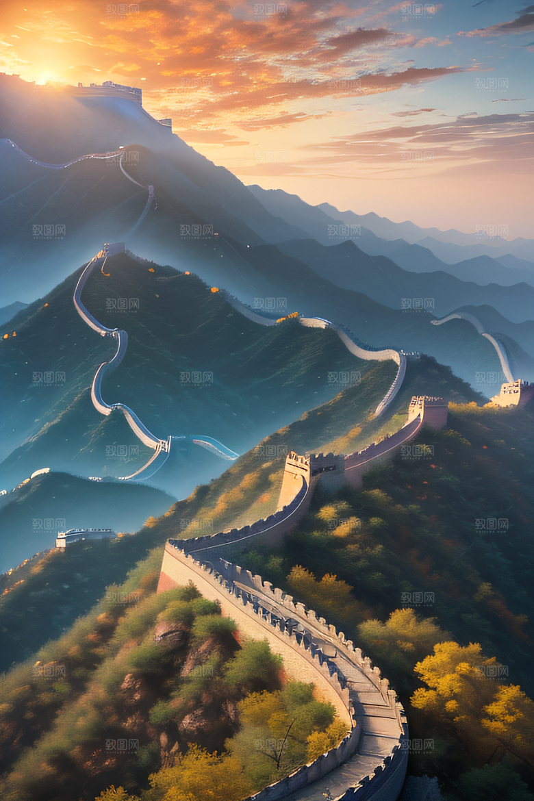 伟大长城壮丽的早晨