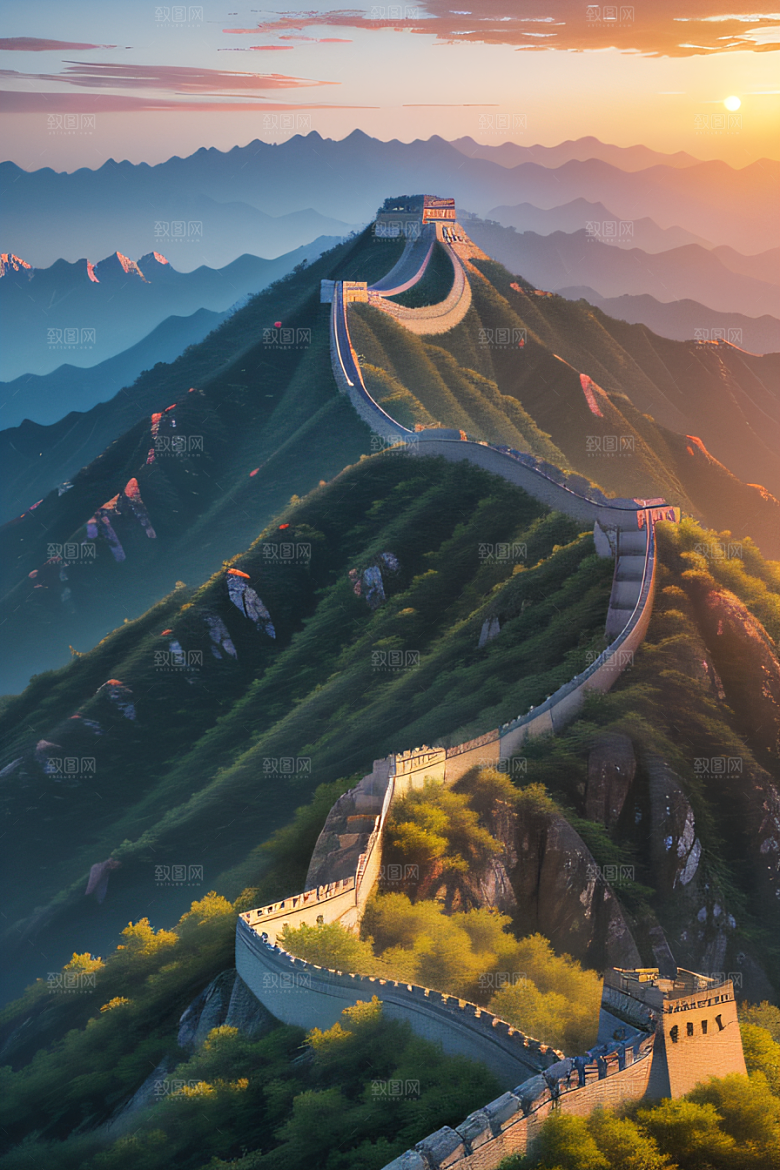 伟大长城壮丽的早晨