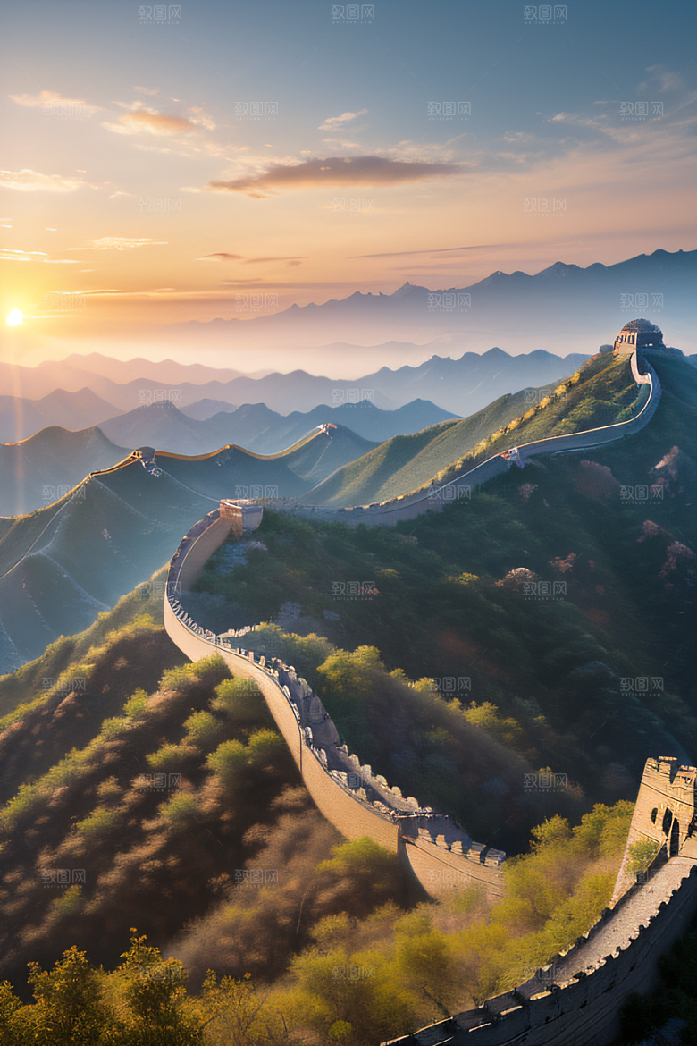 伟大长城壮丽的早晨