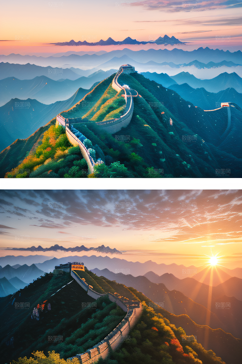 伟大长城壮丽的早晨
