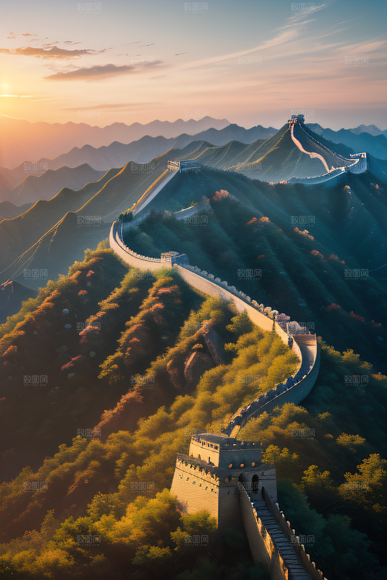 伟大长城壮丽的早晨