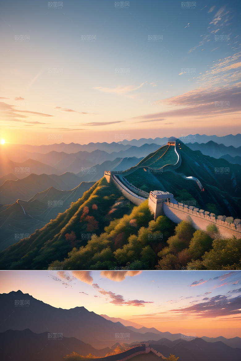 伟大长城壮丽的早晨