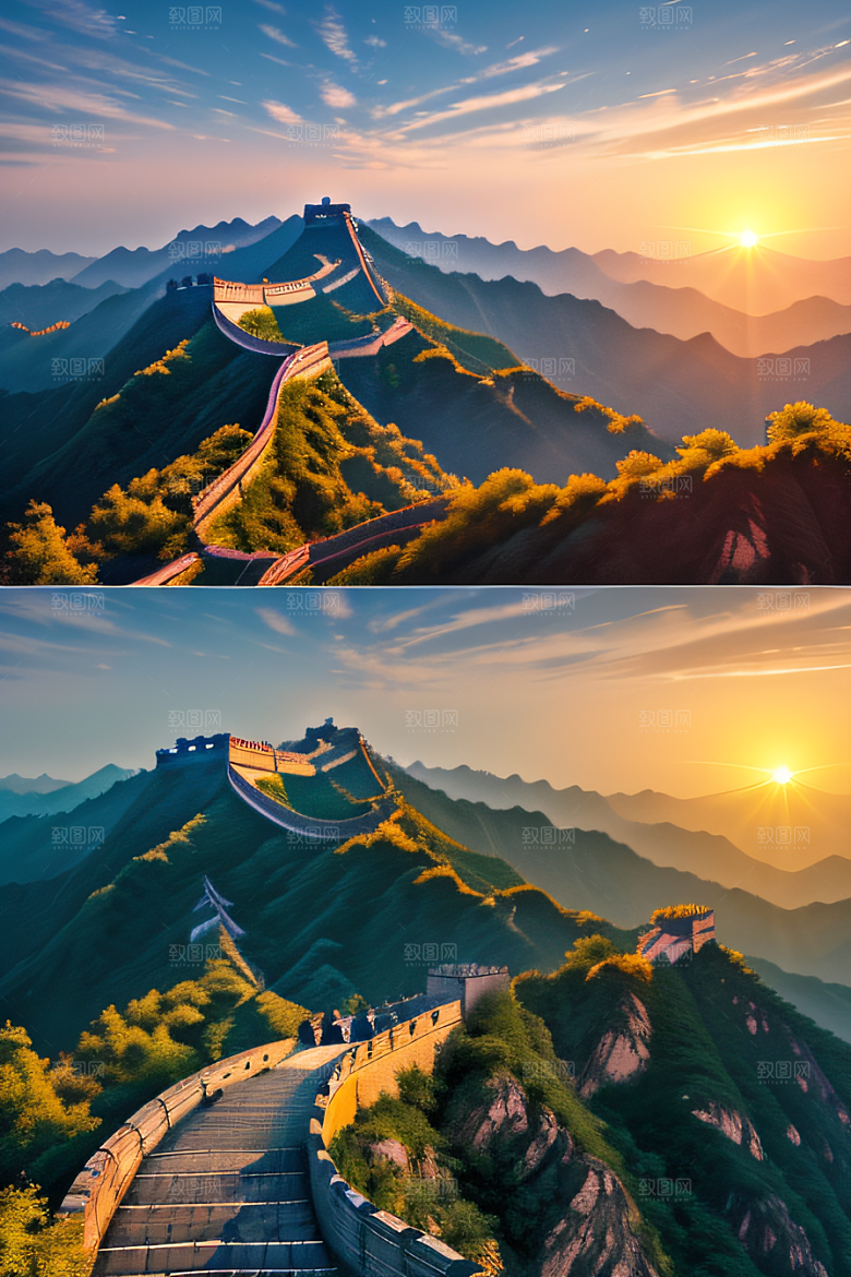 伟大长城壮丽的早晨