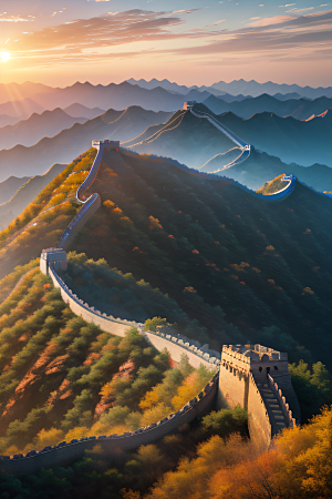 伟大长城壮丽的早晨