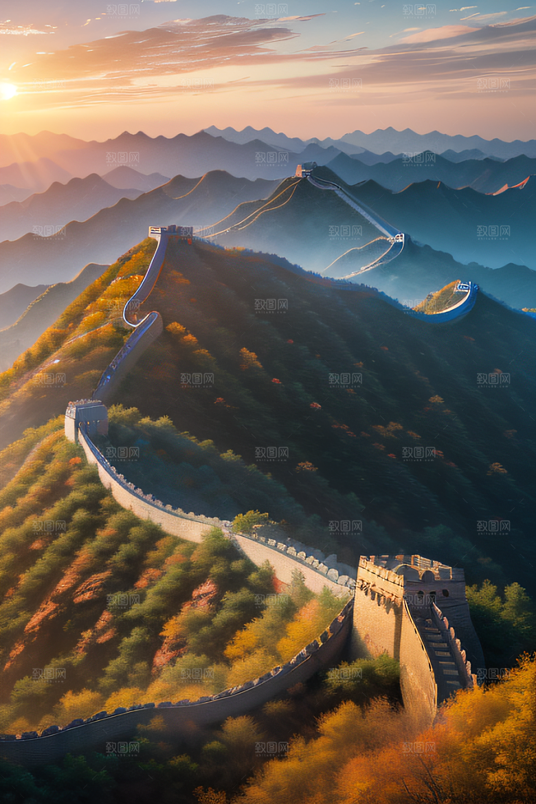 伟大长城壮丽的早晨