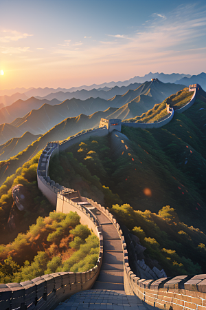 壮丽长城宏伟壮观的美景尽显辉煌