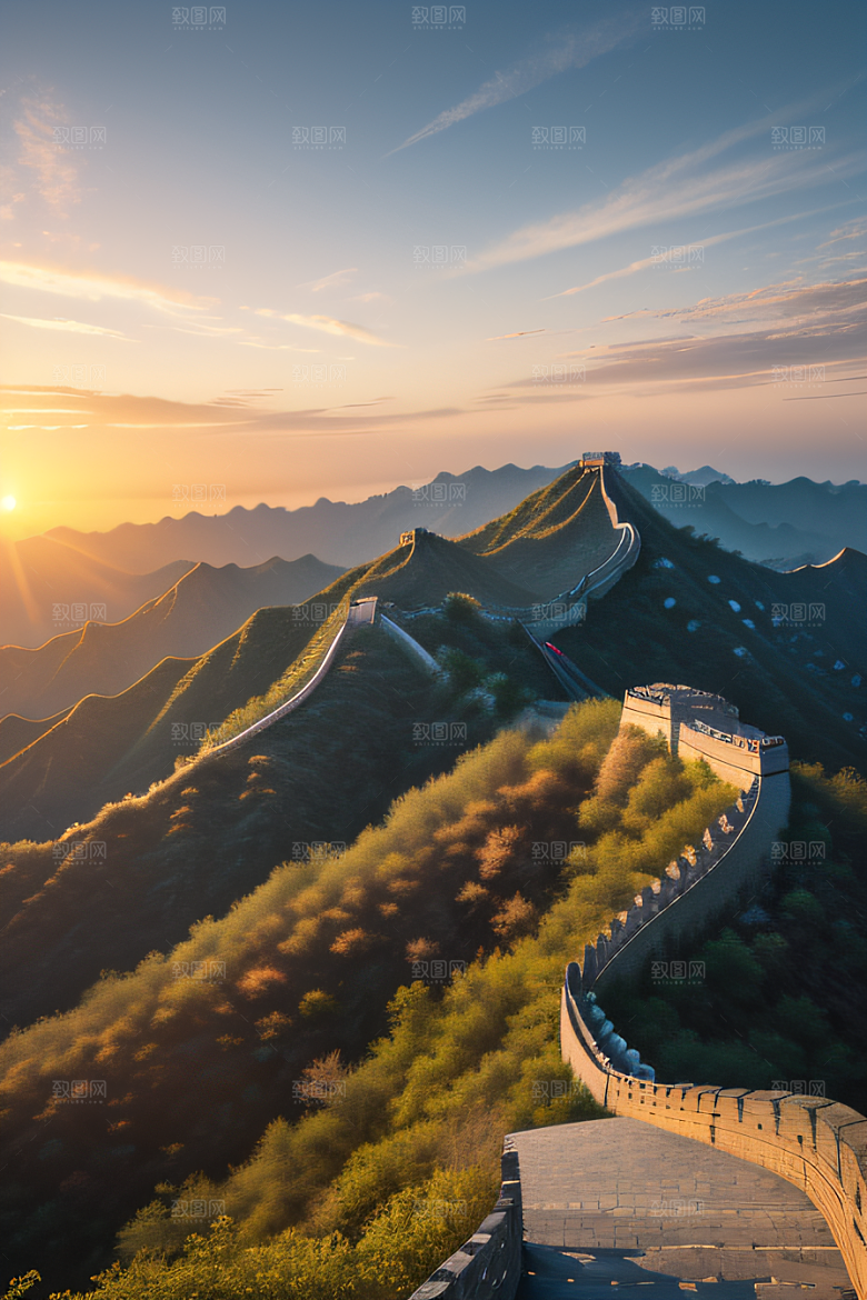 壮丽长城宏伟壮观的美景尽显辉煌
