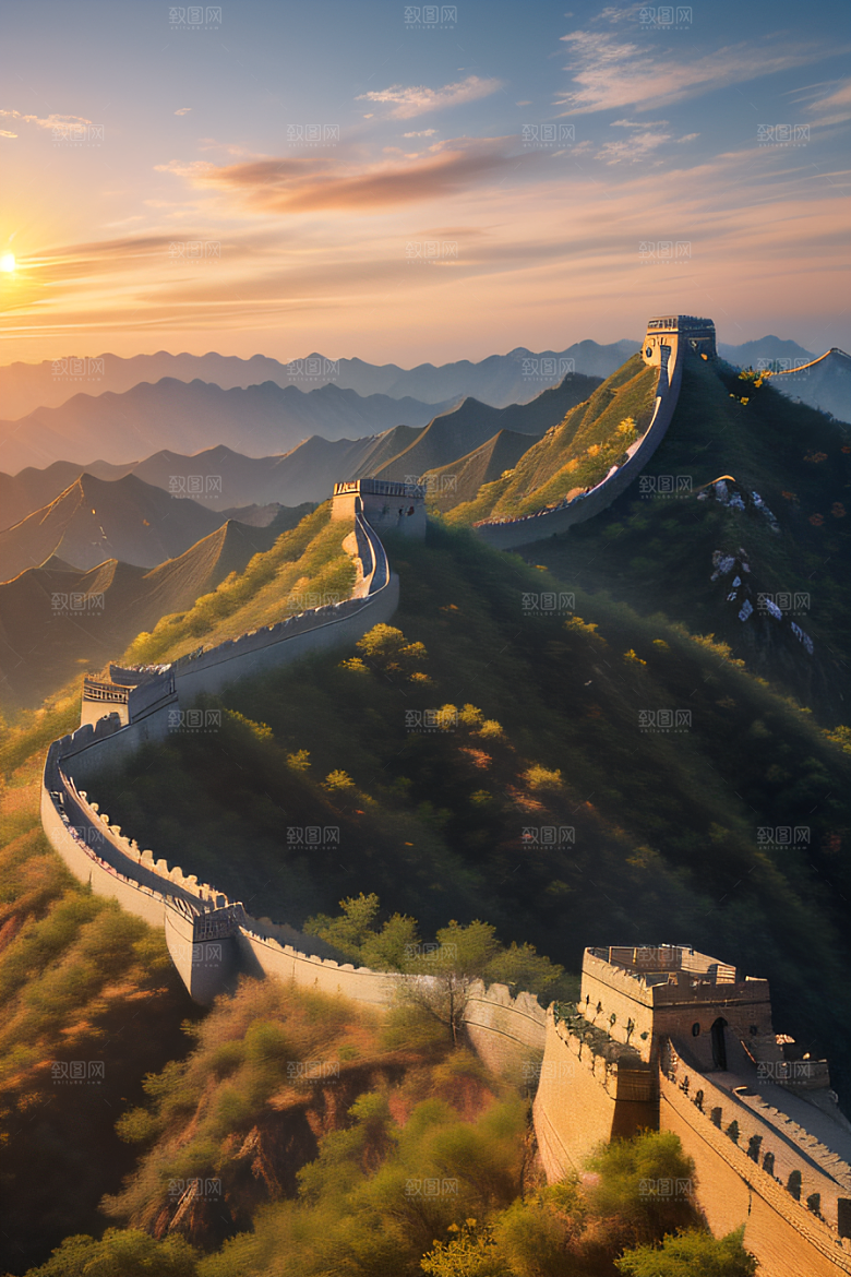 壮丽长城宏伟壮观的美景尽显辉煌