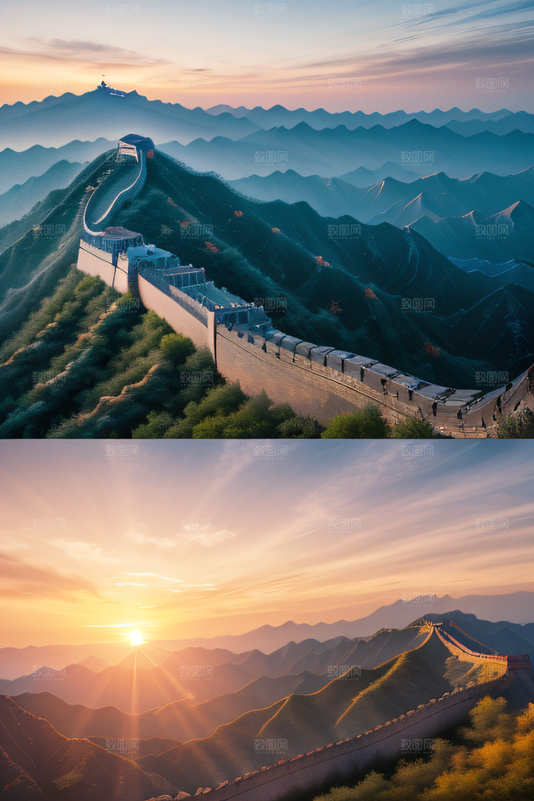 壮丽长城宏伟壮观的美景尽显辉煌