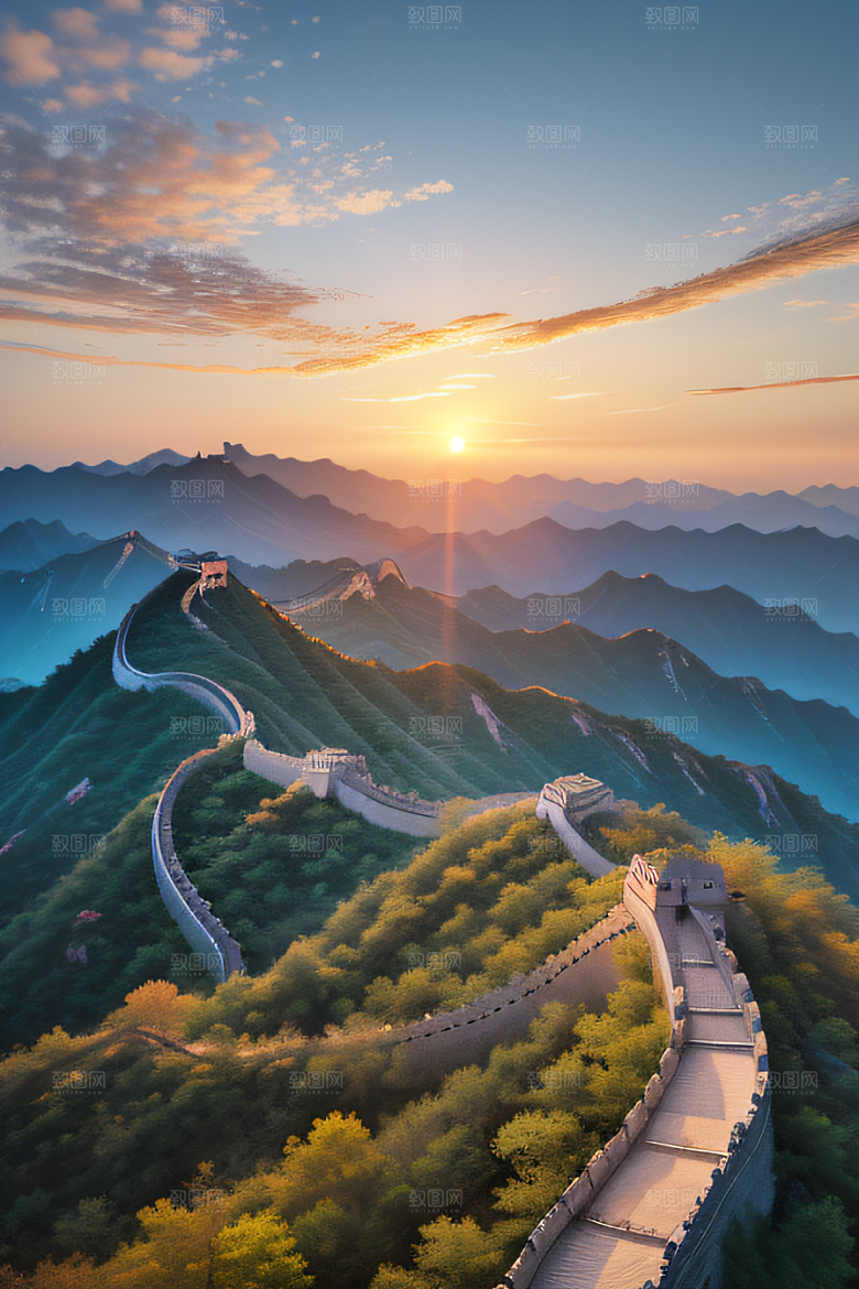 壮丽长城宏伟壮观的美景尽显辉煌