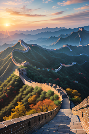壮丽长城宏伟壮观的美景尽显辉煌