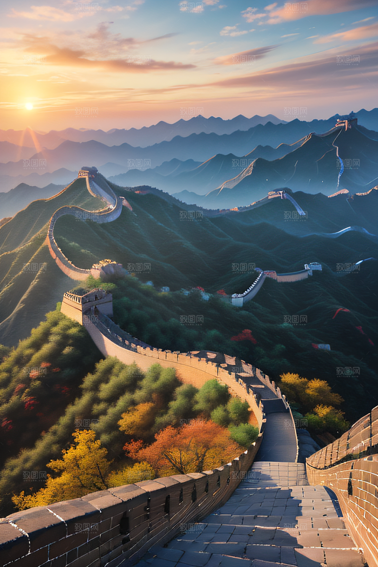 壮丽长城宏伟壮观的美景尽显辉煌
