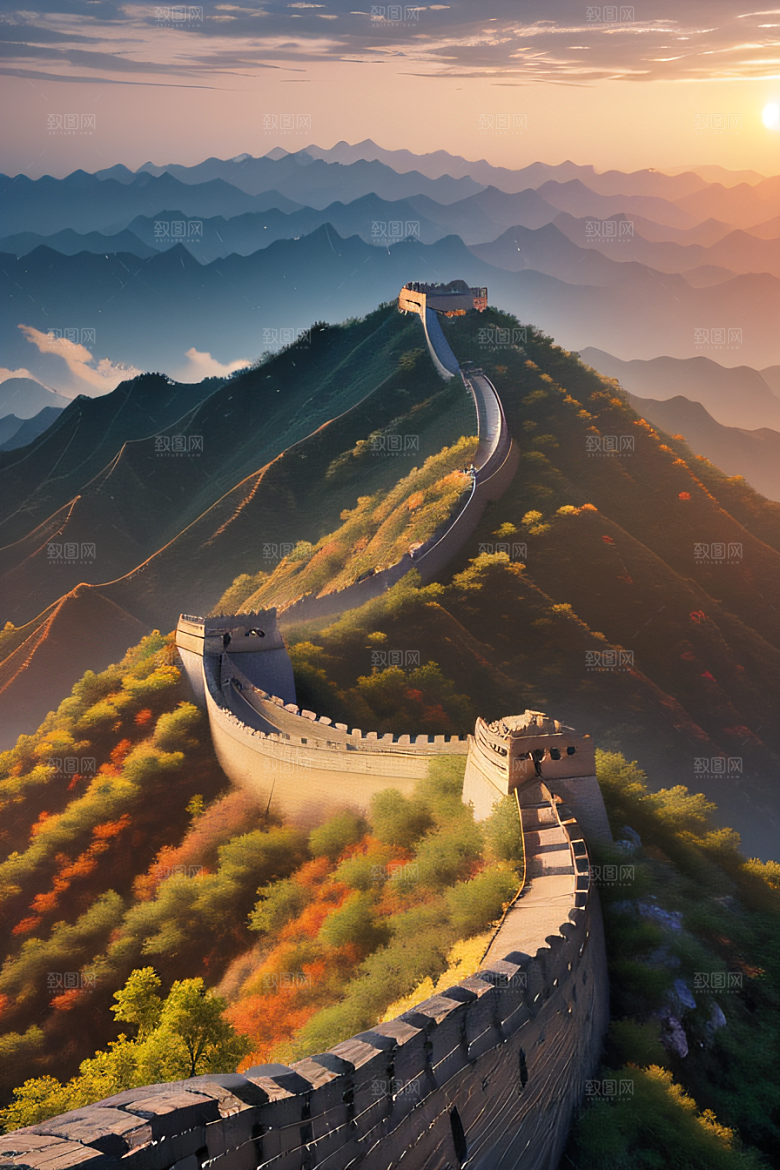 壮丽长城宏伟壮观的美景尽显辉煌