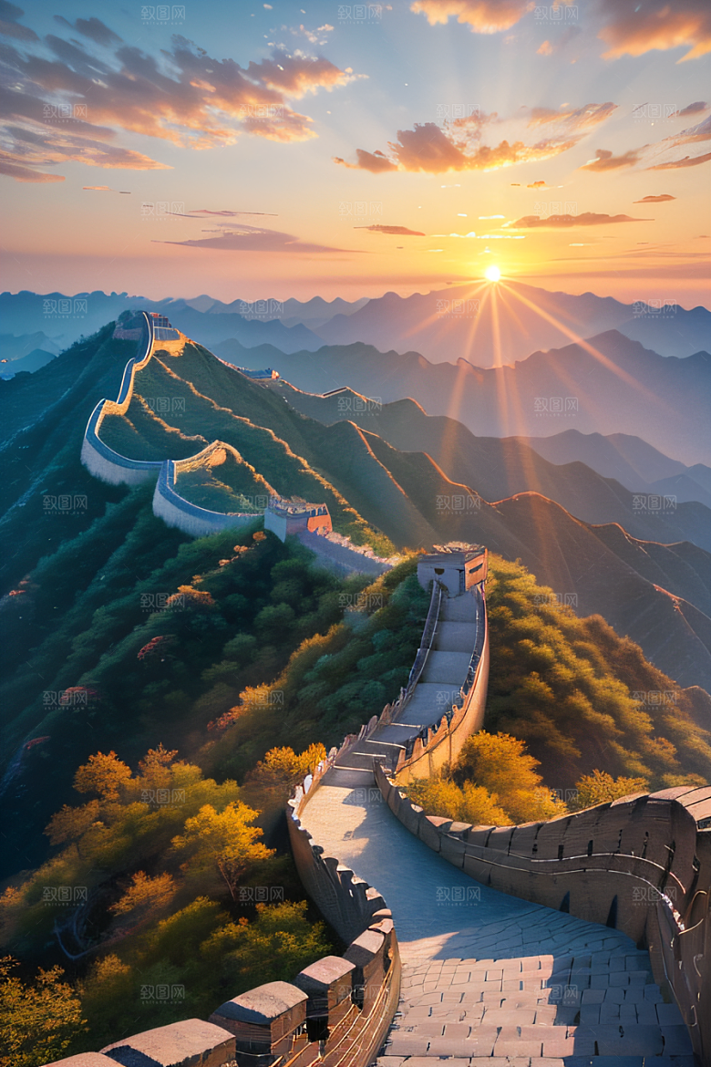 壮丽长城宏伟壮观的美景尽显辉煌