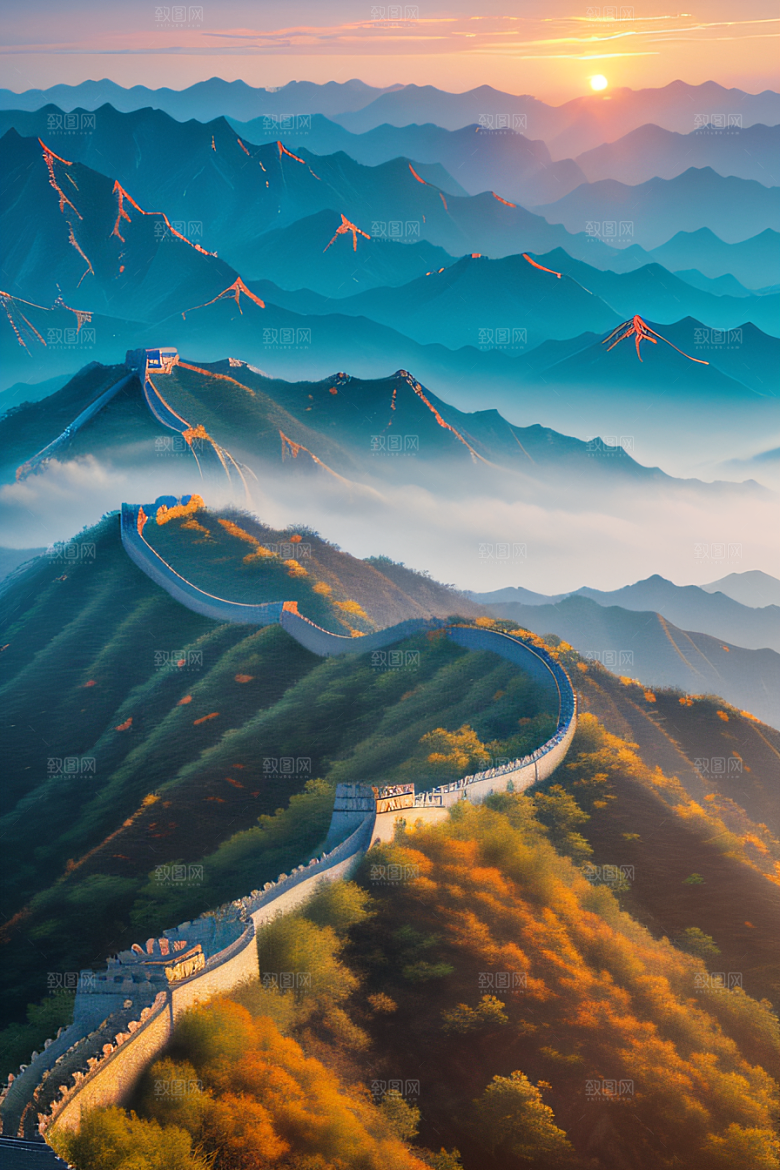 壮丽长城宏伟壮观的美景尽显辉煌