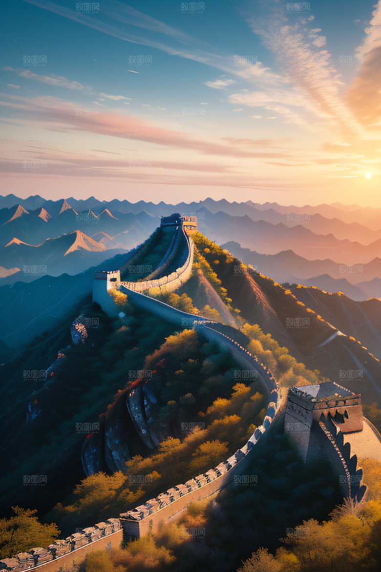 壮丽长城宏伟壮观的美景尽显辉煌
