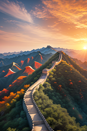 壮丽长城宏伟壮观的美景尽显辉煌