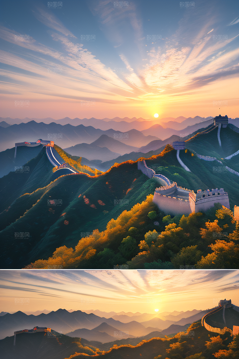 壮丽长城宏伟壮观的美景尽显辉煌
