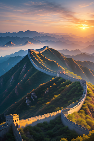 长城壮丽景色瑰丽如梦似幻