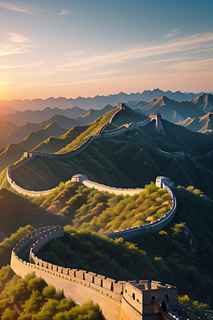 长城壮丽景色瑰丽如梦似幻