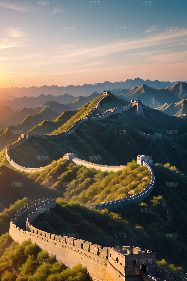 长城壮丽景色瑰丽如梦似幻