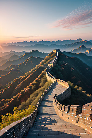 长城壮丽景色瑰丽如梦似幻