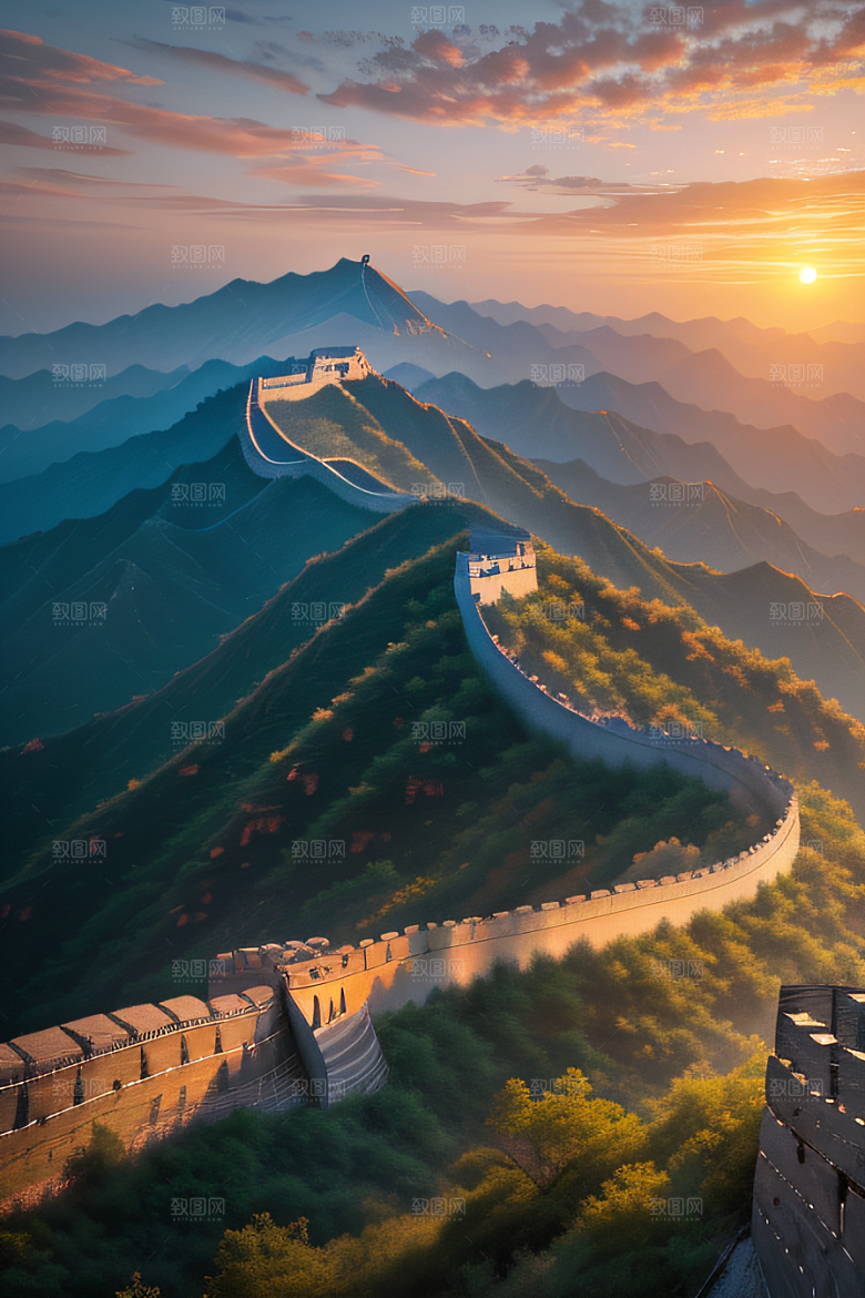 长城壮丽景色瑰丽如梦似幻