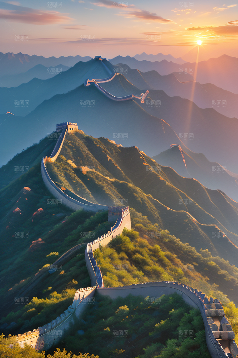 长城壮丽景色瑰丽如梦似幻