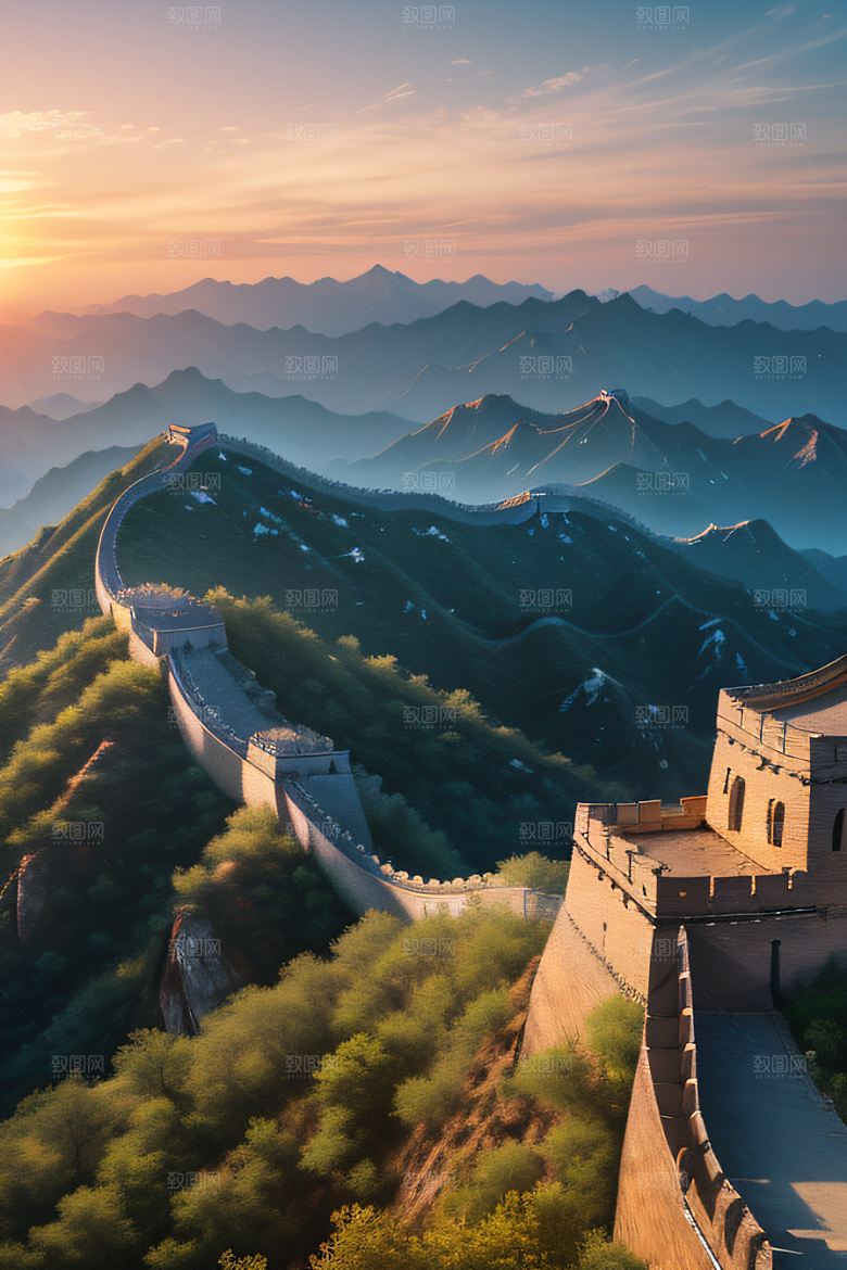 长城壮丽景色瑰丽如梦似幻