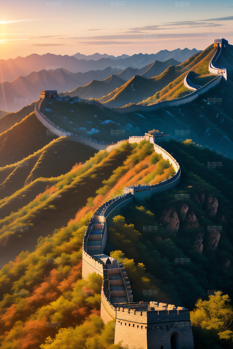 长城壮丽景色瑰丽如梦似幻