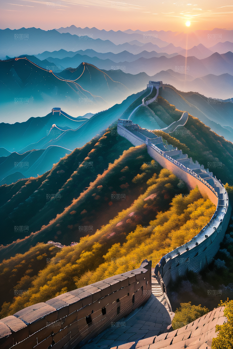 长城壮丽景色瑰丽如梦似幻