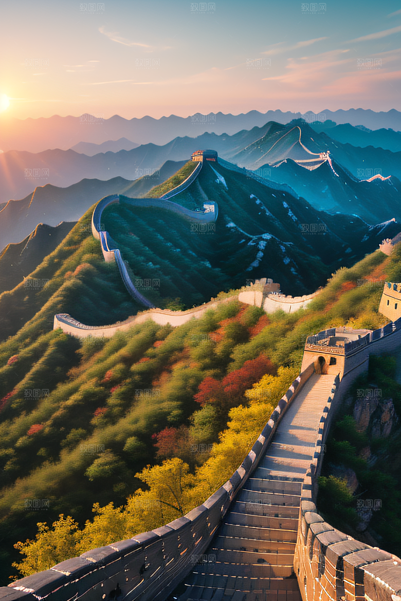 长城壮丽景色瑰丽如梦似幻