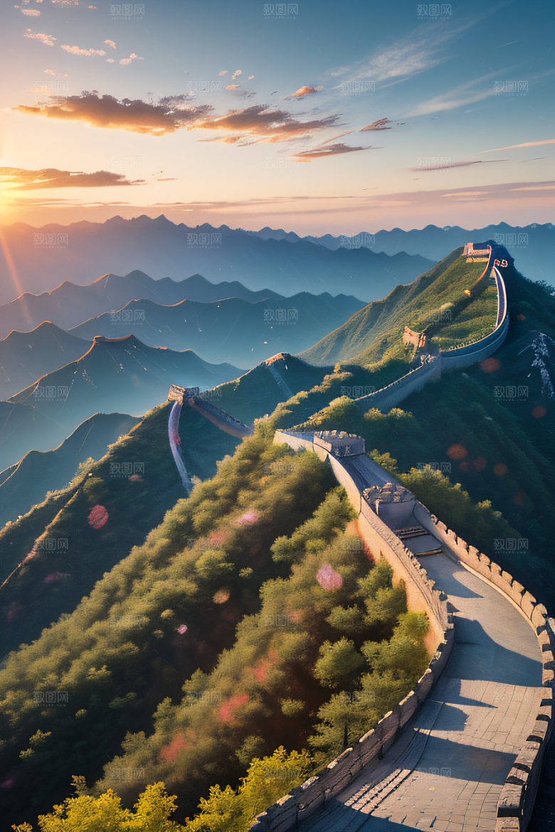 长城壮丽景色瑰丽如梦似幻