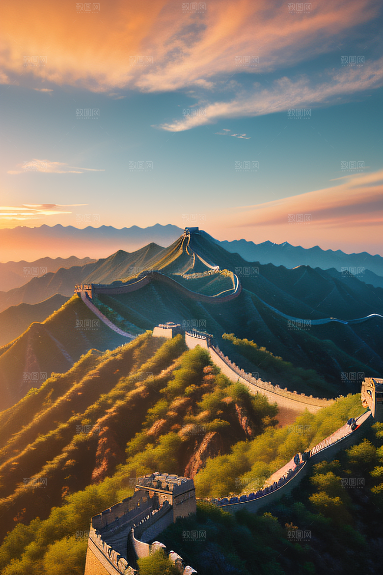 长城壮丽景色瑰丽如梦似幻