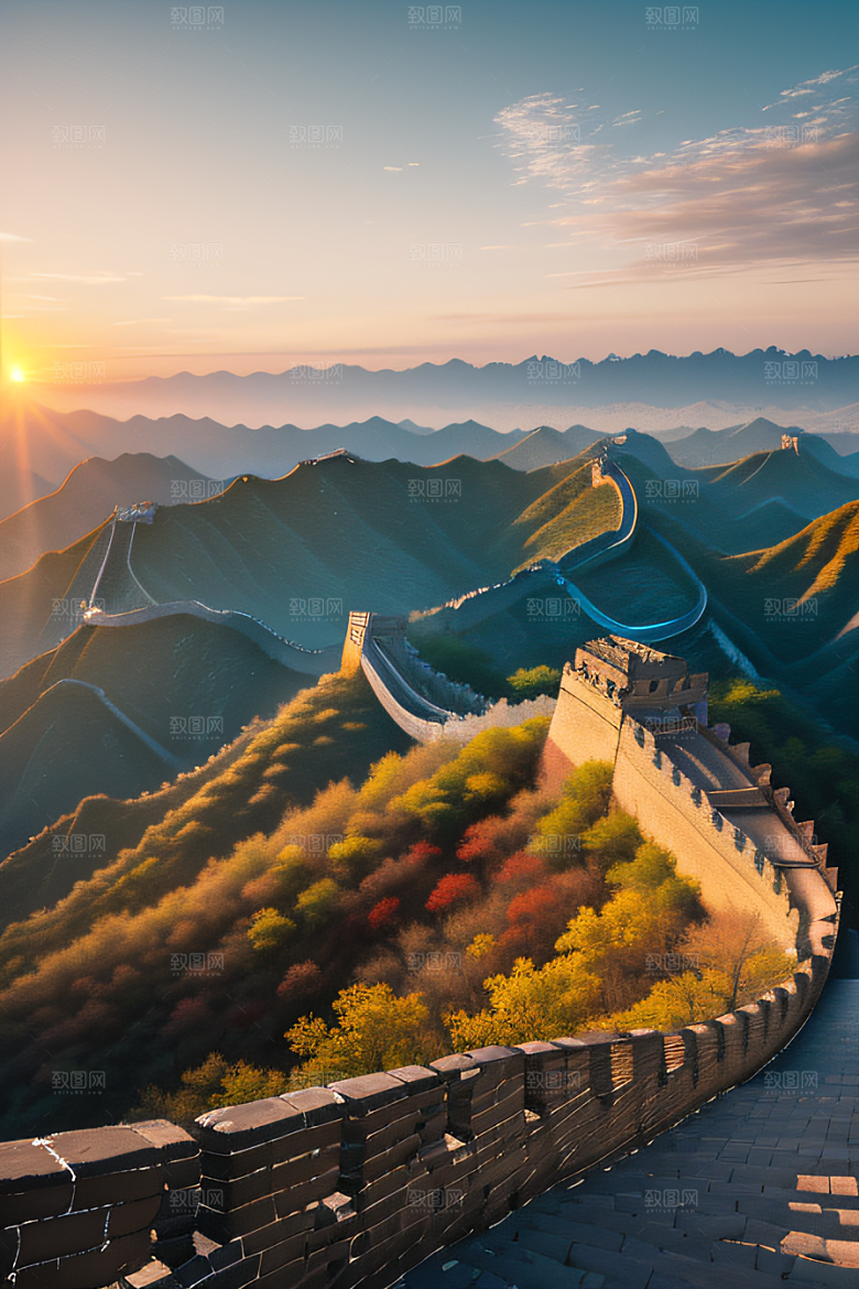 长城壮丽景色瑰丽如梦似幻