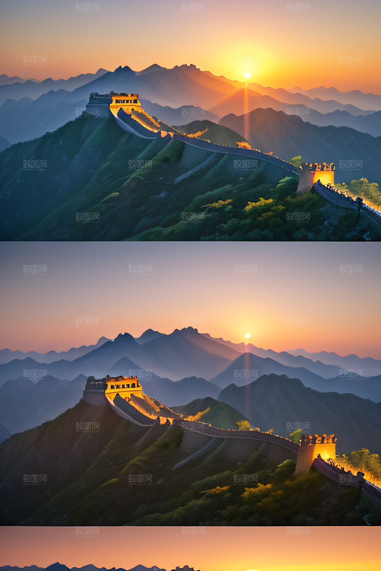 壮丽长城宏伟壮观的美景尽收眼底