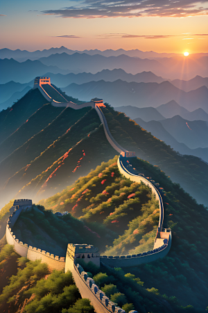 壮丽长城宏伟壮观的美景尽收眼底