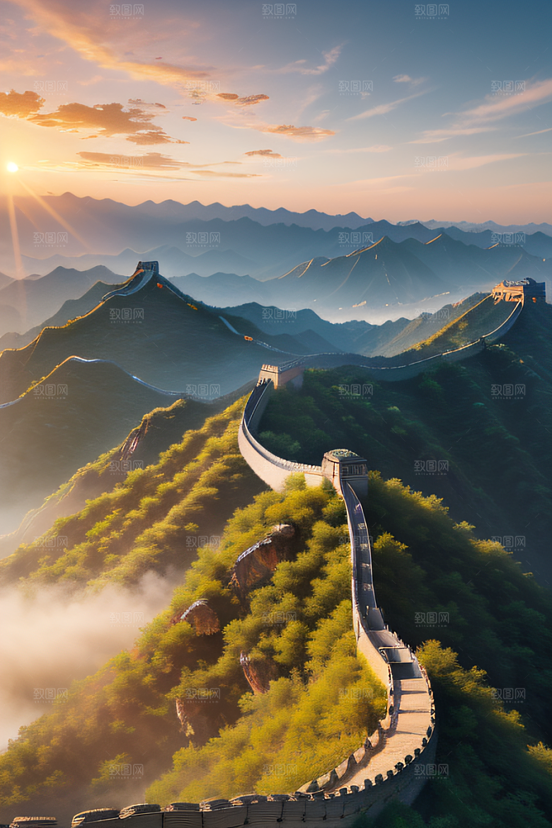 壮丽长城宏伟壮观的美景尽收眼底
